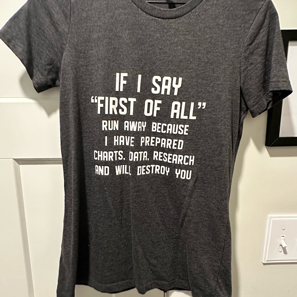 Gray Graphic T-Shirt with White Text